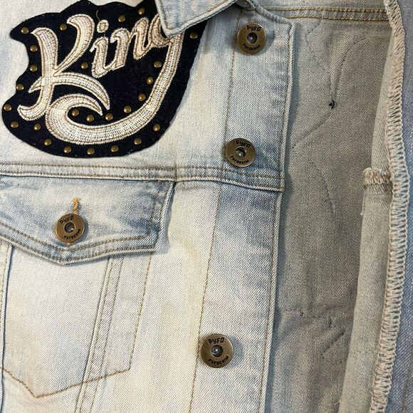 PYFD Vintage Denim Jacket Mens 2XL Guardian Angel King Streetwear Rock Hip Hop - Picture 7 of 16